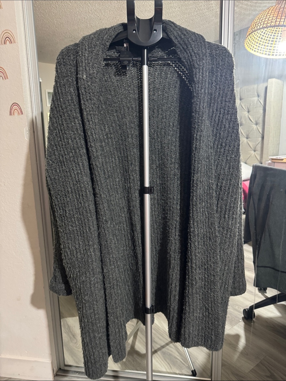 J. Crew Dark Charcoal Ribbed Open-Front Cardigan